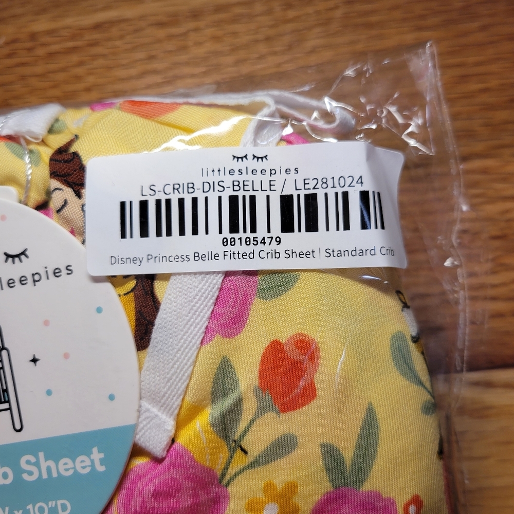 NIB Little Sleepies Disney Princess Belle Fitted Crib Sheet - Standard Crib - Picture 5 of 6